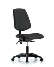 Rutledge Vinyl Chair - Desk Height with Medium Back & Casters in Black Trailblazer Vinyl