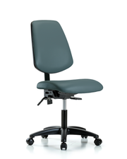 Rutledge Vinyl Chair - Desk Height with Medium Back & Casters in Colonial Blue Trailblazer Vinyl