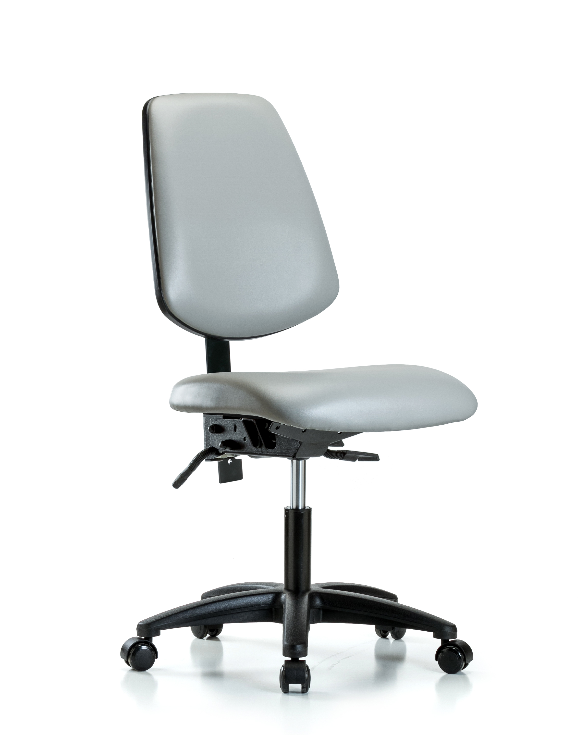 Rutledge Vinyl Chair - Desk Height with Medium Back & Casters in Dove Trailblazer Vinyl