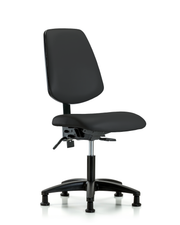 Rutledge Vinyl Chair - Desk Height with Medium Back & Stationary Glides in Black Trailblazer Vinyl
