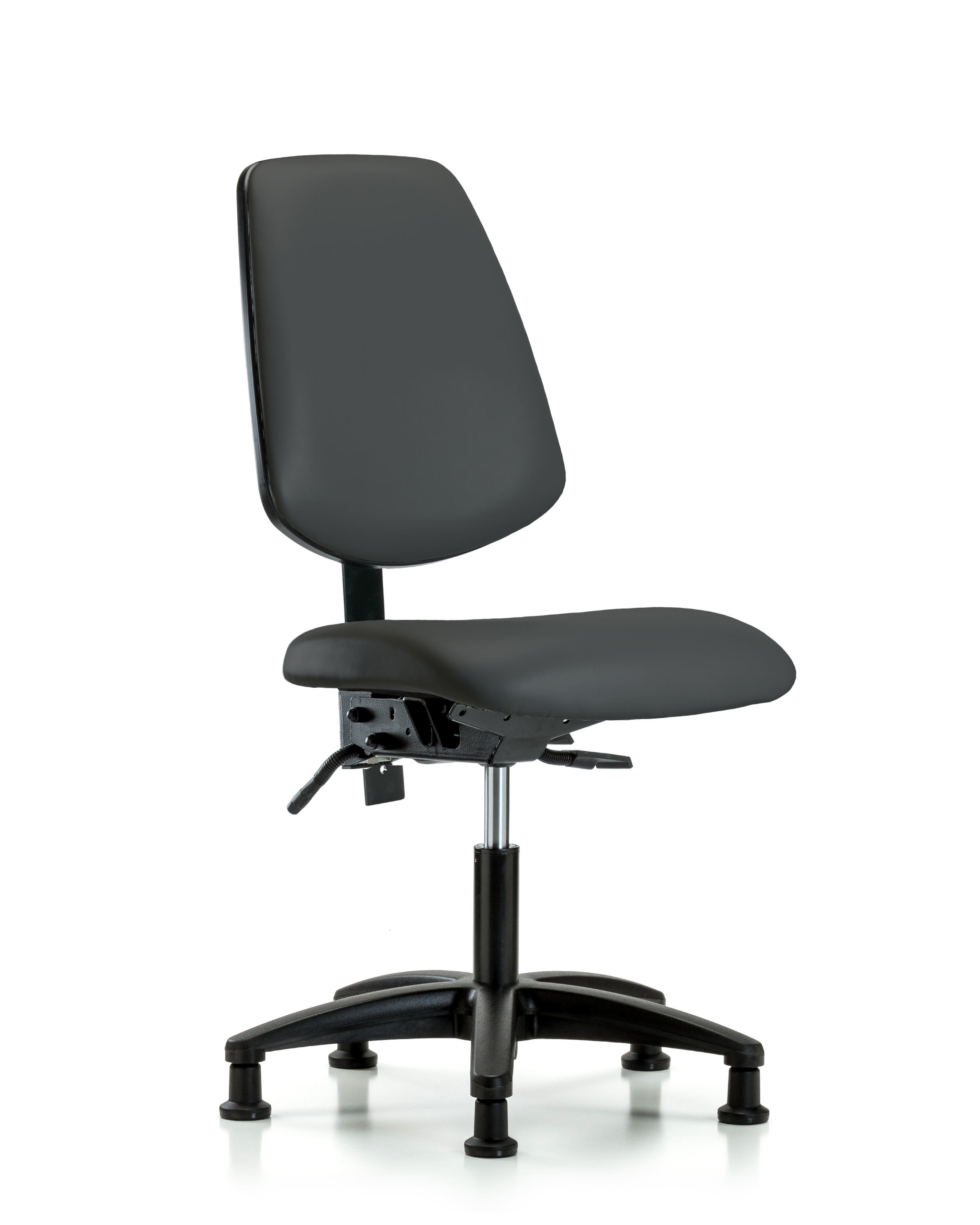 Rutledge Vinyl Chair - Desk Height with Medium Back & Stationary Glides in Charcoal Trailblazer Vinyl
