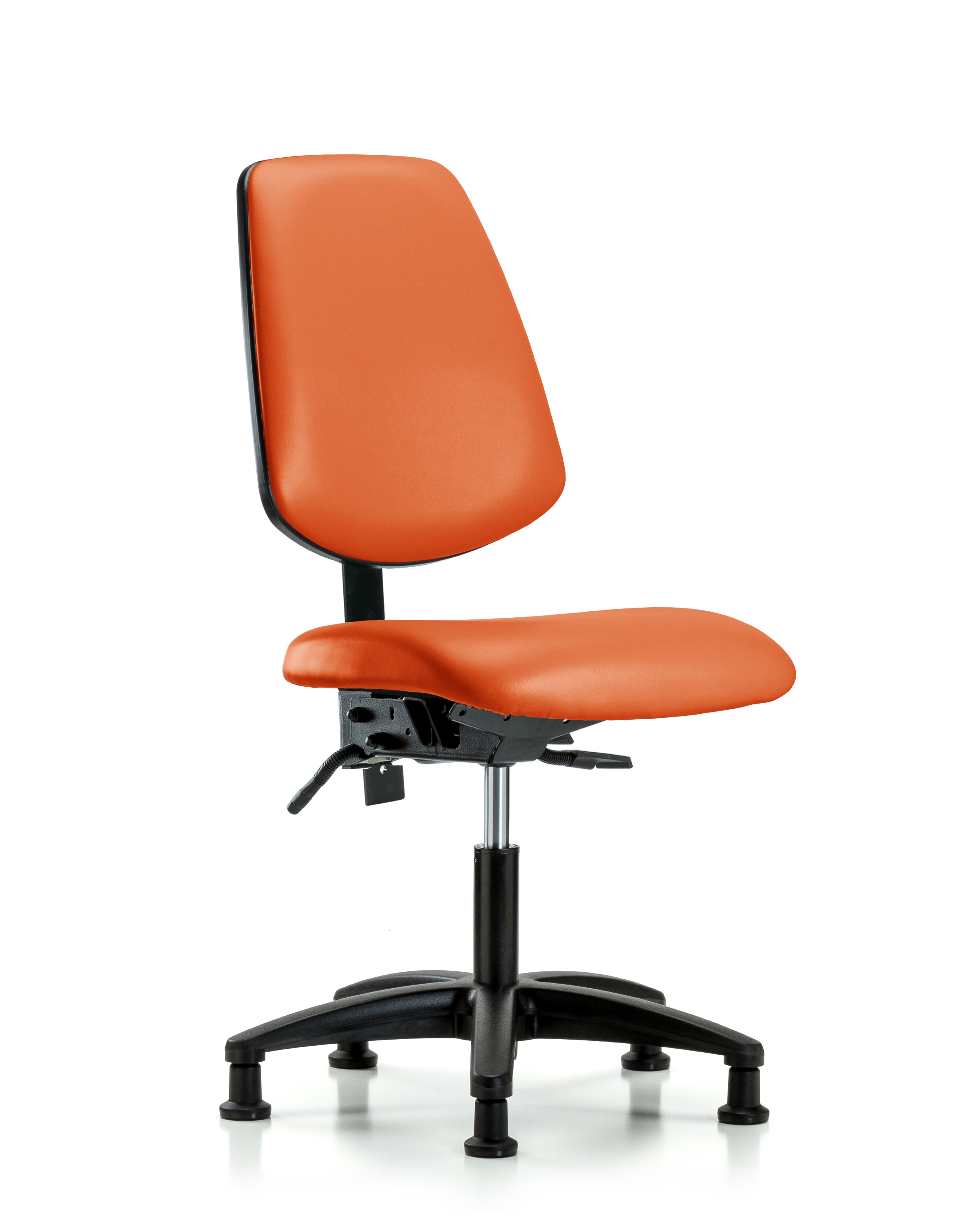 Rutledge Vinyl Chair - Desk Height with Medium Back & Stationary Glides in Orange Kist Trailblazer Vinyl