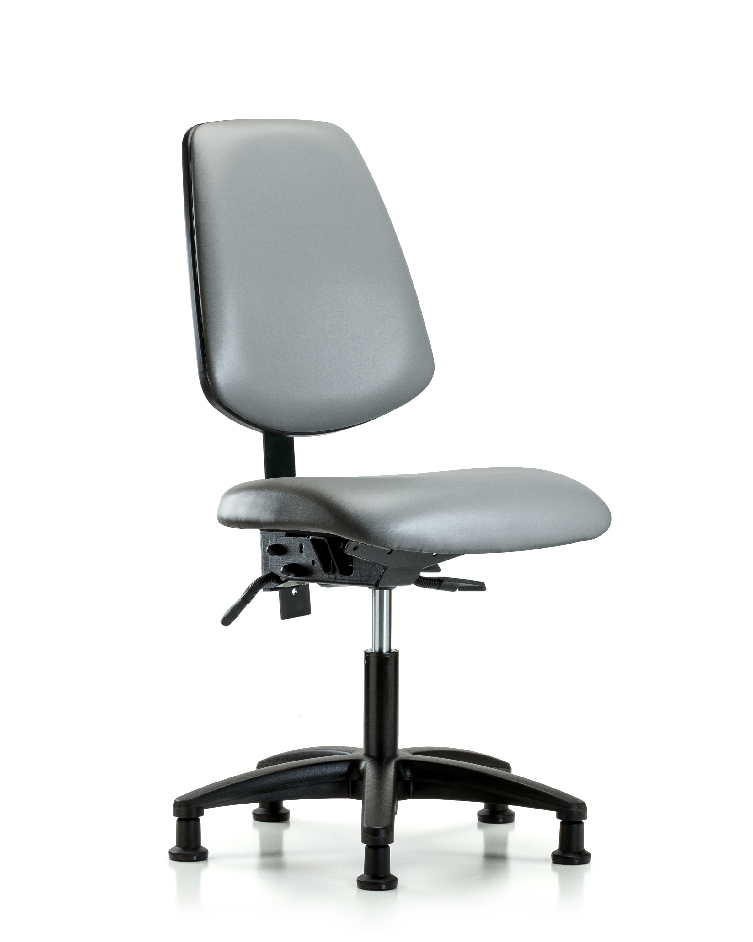 Rutledge Vinyl Chair - Desk Height with Medium Back & Stationary Glides in Sterling Supernova Vinyl
