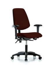 Rutledge Vinyl Chair - Desk Height with Medium Back, Adjustable Arms, & Casters in Burgundy Trailblazer Vinyl