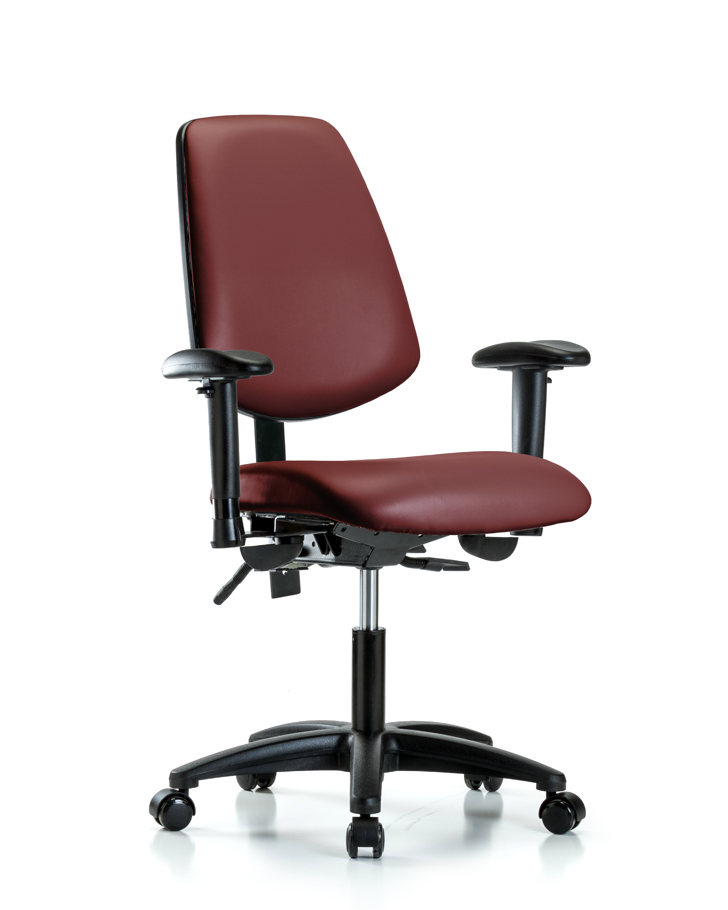 Rutledge Vinyl Chair - Desk Height with Medium Back, Adjustable Arms, & Casters in Borscht Supernova Vinyl