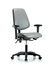 Rutledge Vinyl Chair - Desk Height with Medium Back, Adjustable Arms, & Casters in Sterling Supernova Vinyl