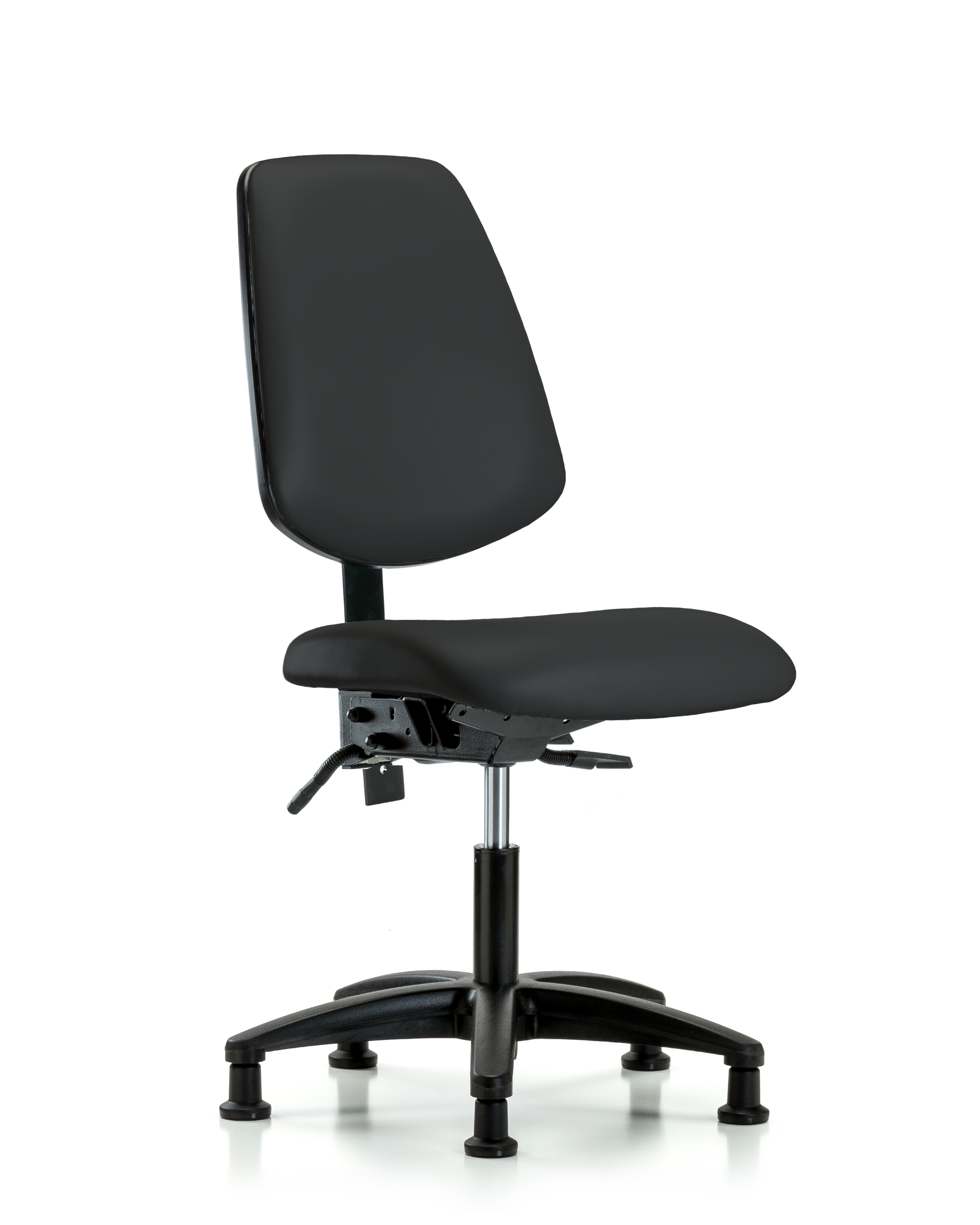 Rutledge Vinyl Chair - Desk Height with Medium Back, Seat Tilt, & Stationary Glides in Black Trailblazer Vinyl