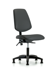 Rutledge Vinyl Chair - Desk Height with Medium Back, Seat Tilt, & Stationary Glides in Charcoal Trailblazer Vinyl