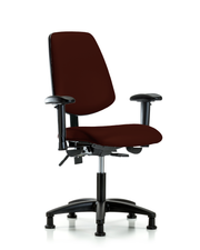Rutledge Vinyl Chair - Desk Height with Medium Back, Seat Tilt, Adjustable Arms, & Stationary Glides in Burgundy Trailblazer Vinyl