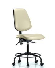 Rutledge Vinyl Chair - Desk Height with Round Tube Base, Medium Back, & Casters in Adobe White Trailblazer Vinyl