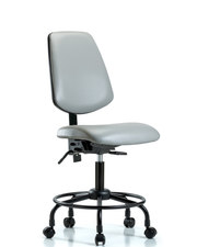 Rutledge Vinyl Chair - Desk Height with Round Tube Base, Medium Back, & Casters in Dove Trailblazer Vinyl