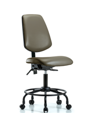 Rutledge Vinyl Chair - Desk Height with Round Tube Base, Medium Back, & Casters in Taupe Supernova Vinyl