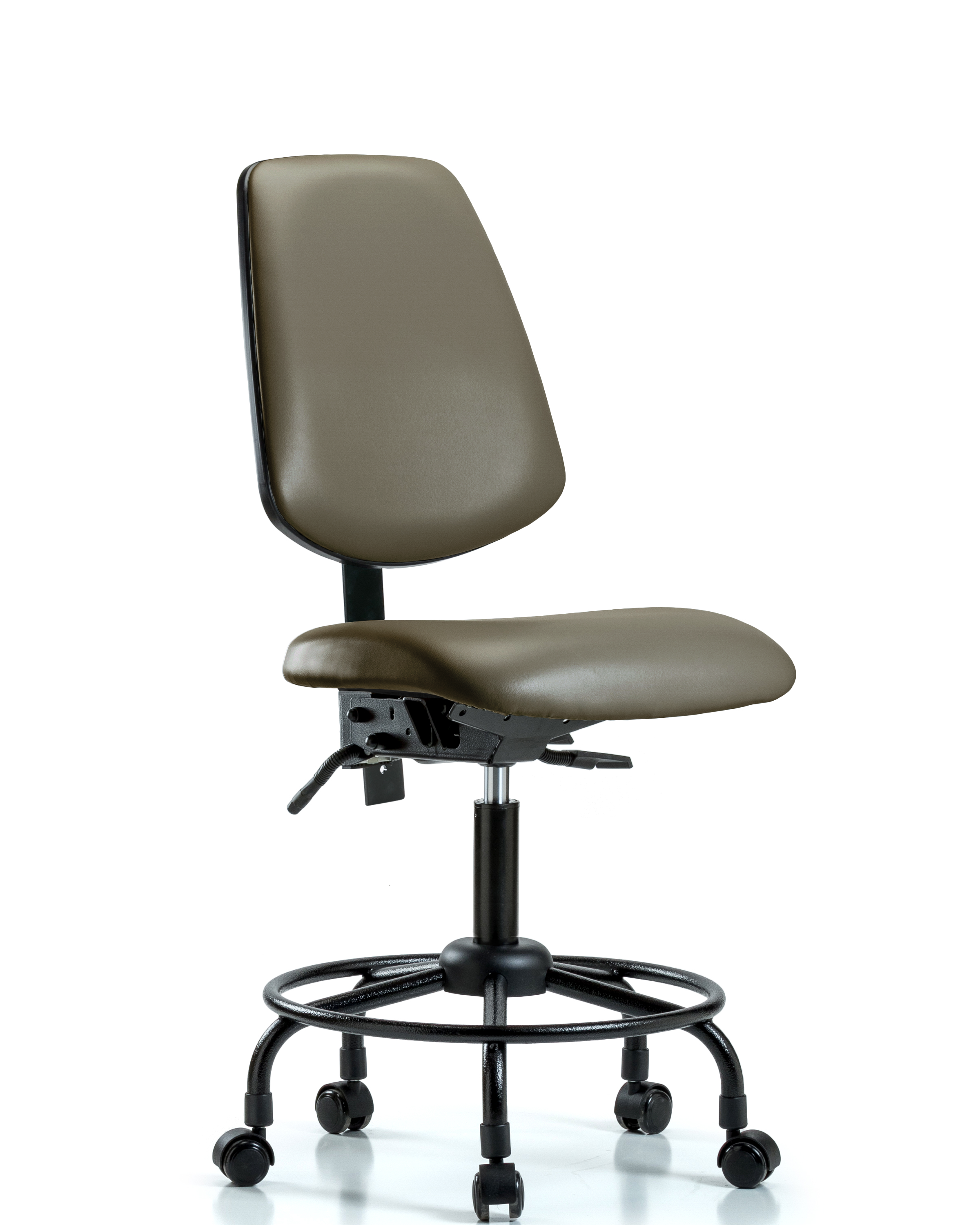 Rutledge Vinyl Chair - Desk Height with Round Tube Base, Medium Back, & Casters in Taupe Supernova Vinyl