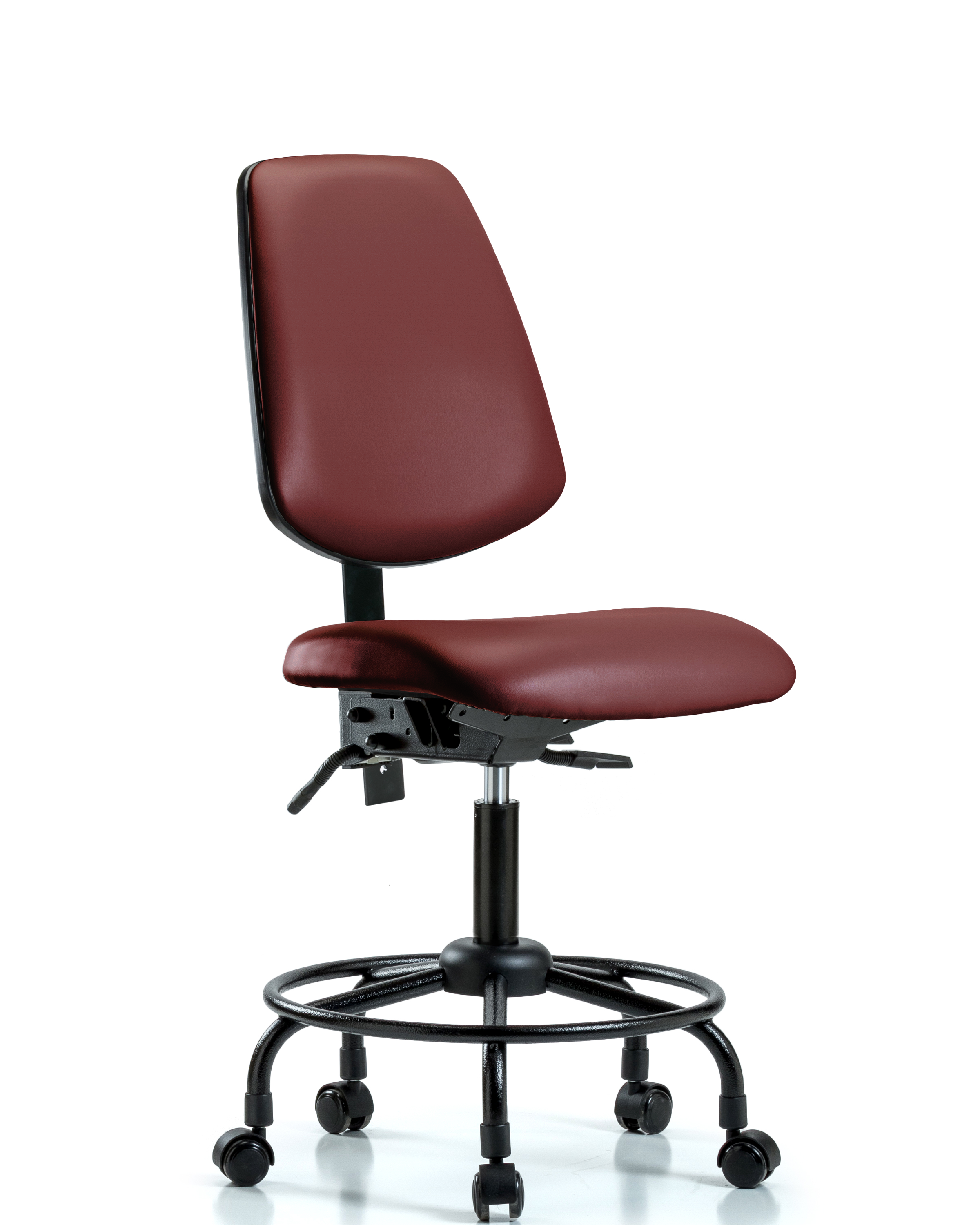 Rutledge Vinyl Chair - Desk Height with Round Tube Base, Medium Back, & Casters in Borscht Supernova Vinyl