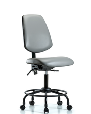 Rutledge Vinyl Chair - Desk Height with Round Tube Base, Medium Back, & Casters in Sterling Supernova Vinyl