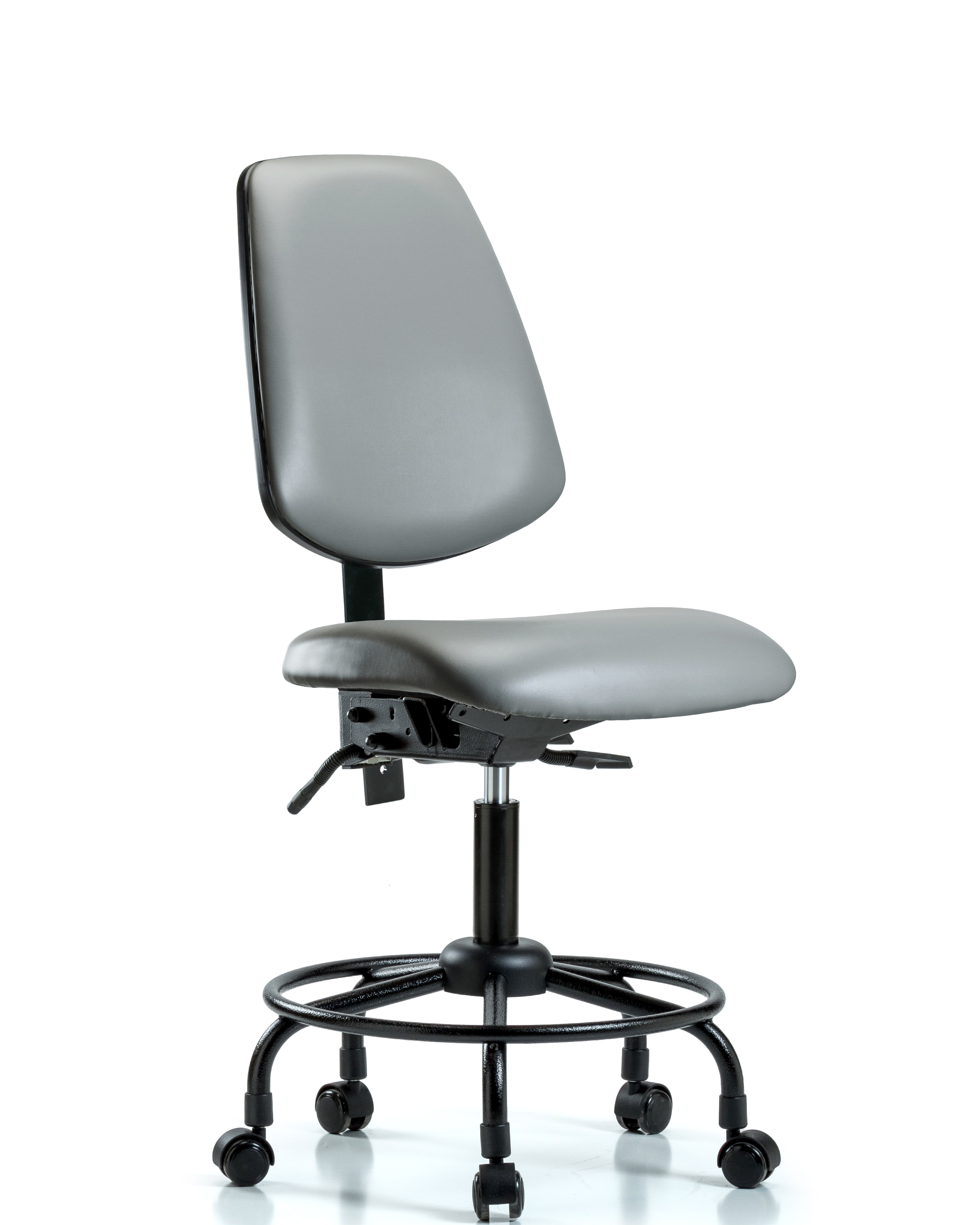 Rutledge Vinyl Chair - Desk Height with Round Tube Base, Medium Back, & Casters in Sterling Supernova Vinyl