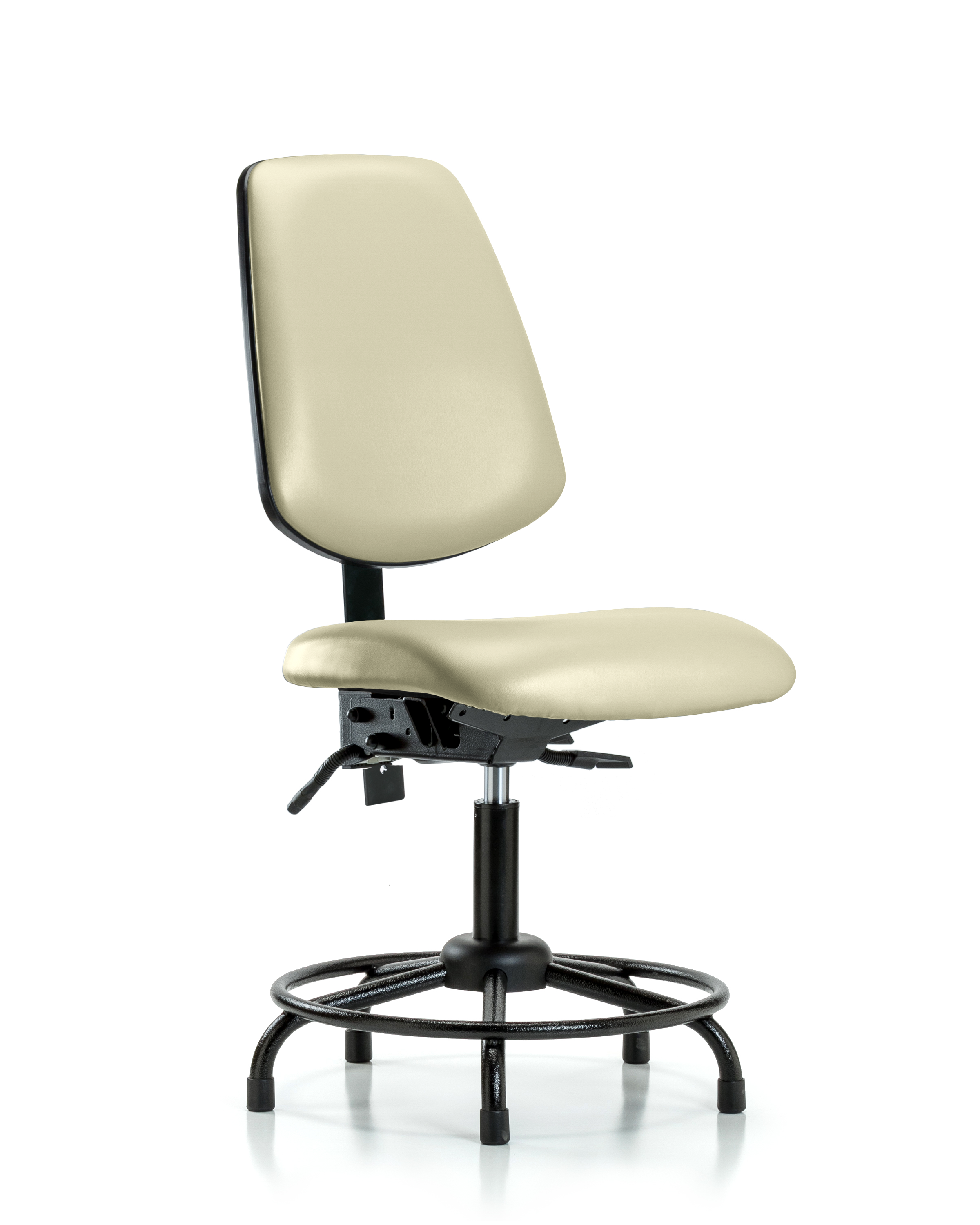 Rutledge Vinyl Chair - Desk Height with Round Tube Base, Medium Back, & Stationary Glides in Adobe White Trailblazer Vinyl