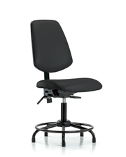 Rutledge Vinyl Chair - Desk Height with Round Tube Base, Medium Back, & Stationary Glides in Black Trailblazer Vinyl