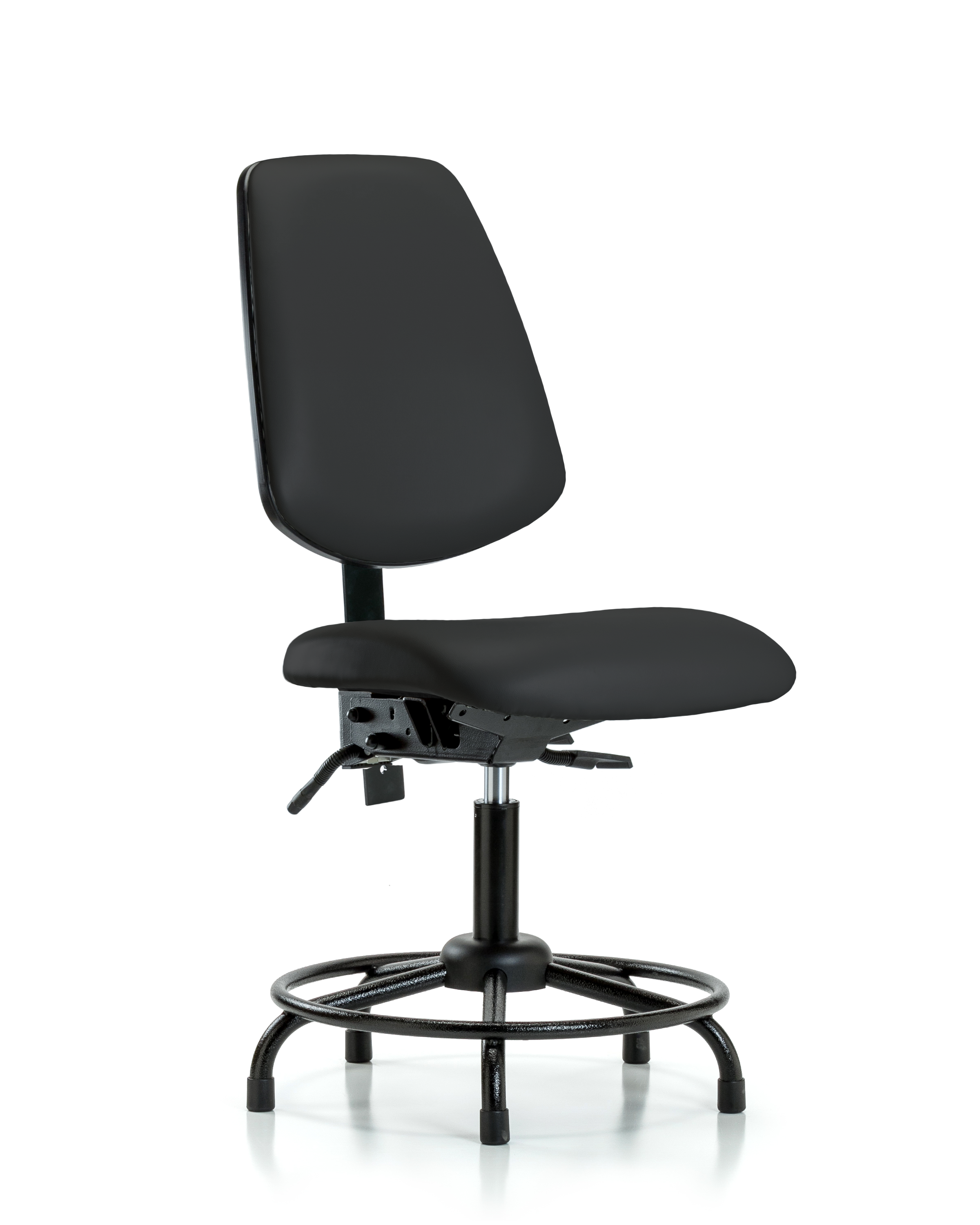 Rutledge Vinyl Chair - Desk Height with Round Tube Base, Medium Back, & Stationary Glides in Black Trailblazer Vinyl