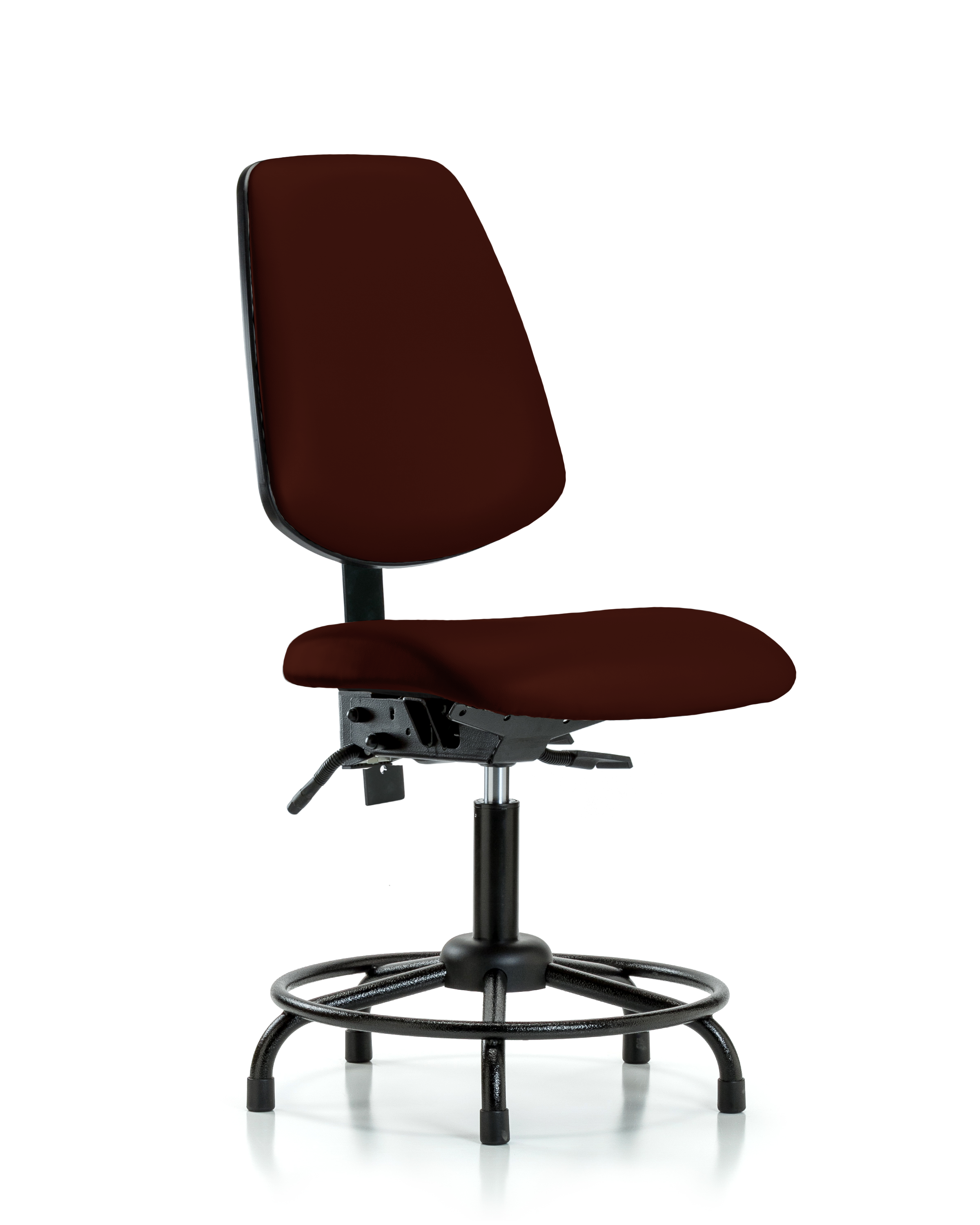 Rutledge Vinyl Chair - Desk Height with Round Tube Base, Medium Back, & Stationary Glides in Burgundy Trailblazer Vinyl