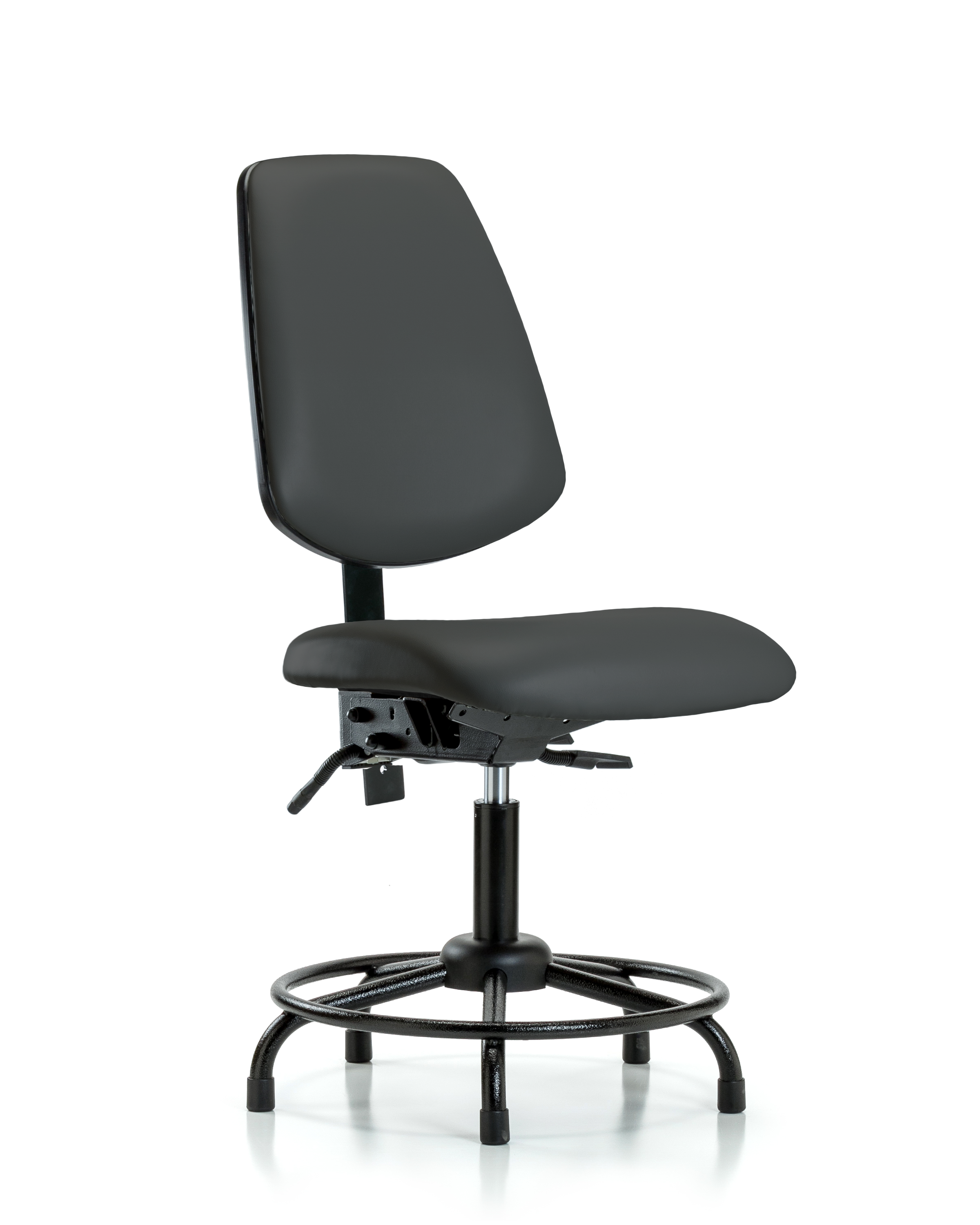 Rutledge Vinyl Chair - Desk Height with Round Tube Base, Medium Back, & Stationary Glides in Charcoal Trailblazer Vinyl