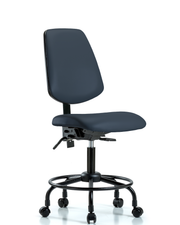 Rutledge Vinyl Chair - Desk Height with Round Tube Base, Medium Back, Seat Tilt, & Casters in Imperial Blue Trailblazer Vinyl