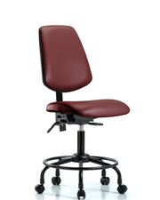 Rutledge Vinyl Chair - Desk Height with Round Tube Base, Medium Back, Seat Tilt, & Casters in Borscht Supernova Vinyl