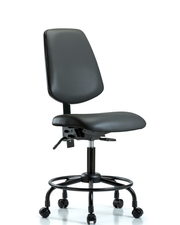 Rutledge Vinyl Chair - Desk Height with Round Tube Base, Medium Back, Seat Tilt, & Casters in Carbon Supernova Vinyl