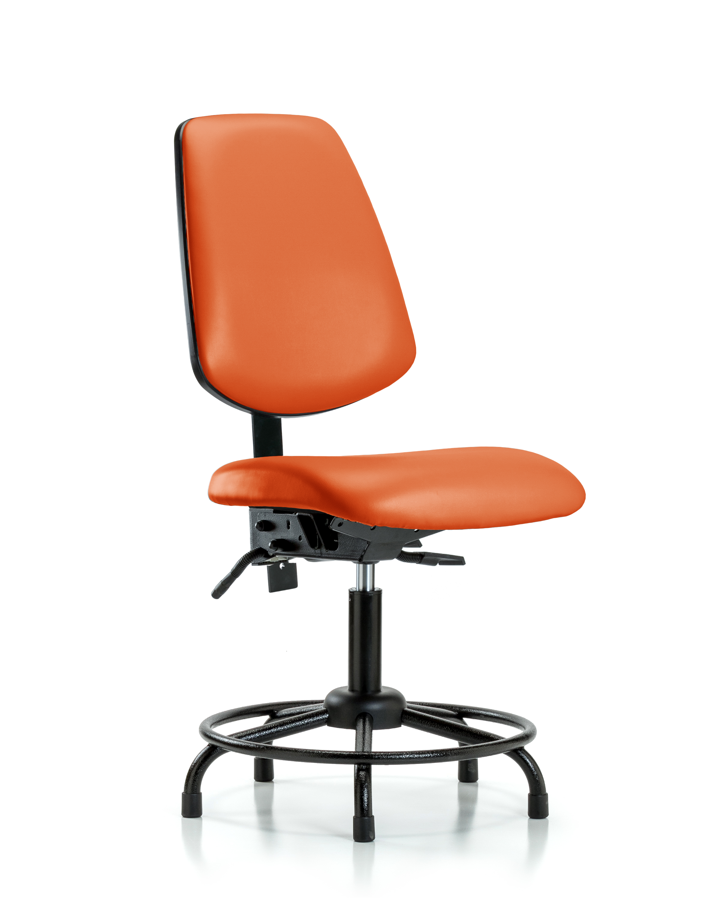 Rutledge Vinyl Chair - Desk Height with Round Tube Base, Medium Back, Seat Tilt, & Stationary Glides in Orange Kist Trailblazer Vinyl