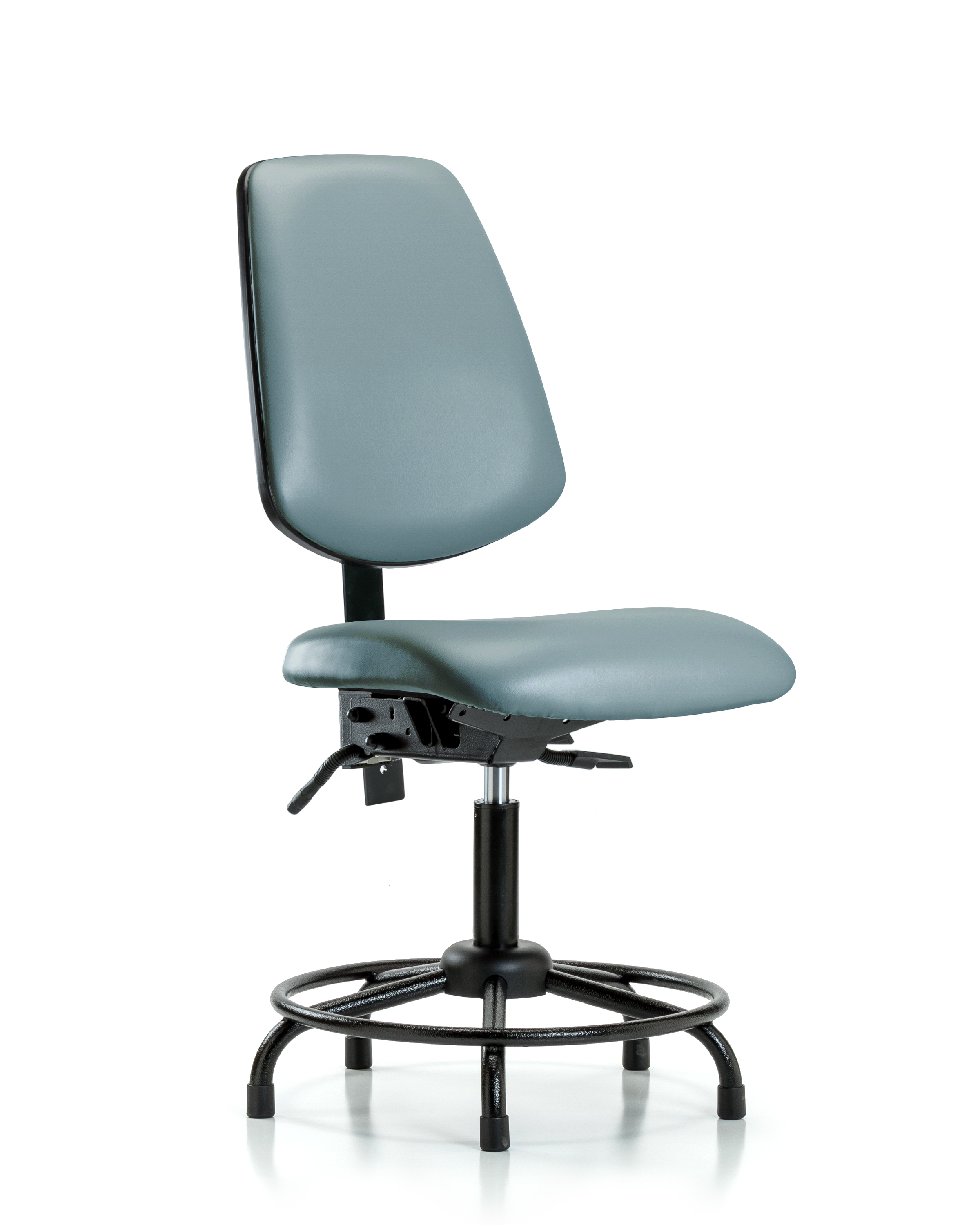 Rutledge Vinyl Chair - Desk Height with Round Tube Base, Medium Back, Seat Tilt, & Stationary Glides in Storm Supernova Vinyl