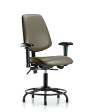 Rutledge Vinyl Chair - Desk Height with Round Tube Base, Medium Back, Seat Tilt, Adjustable Arms, & Stationary Glides in Taupe Supernova Vinyl