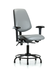 Rutledge Vinyl Chair - Desk Height with Round Tube Base, Medium Back, Seat Tilt, Adjustable Arms, & Stationary Glides in Sterling Supernova Vinyl