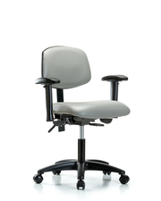 Rutledge Vinyl Chair - Desk Height with Adjustable Arms & Casters in Dove Trailblazer Vinyl