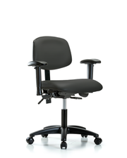 Rutledge Vinyl Chair - Desk Height with Adjustable Arms & Casters in Charcoal Trailblazer Vinyl