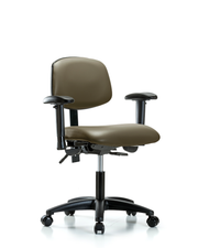 Rutledge Vinyl Chair - Desk Height with Adjustable Arms & Casters in Taupe Supernova Vinyl
