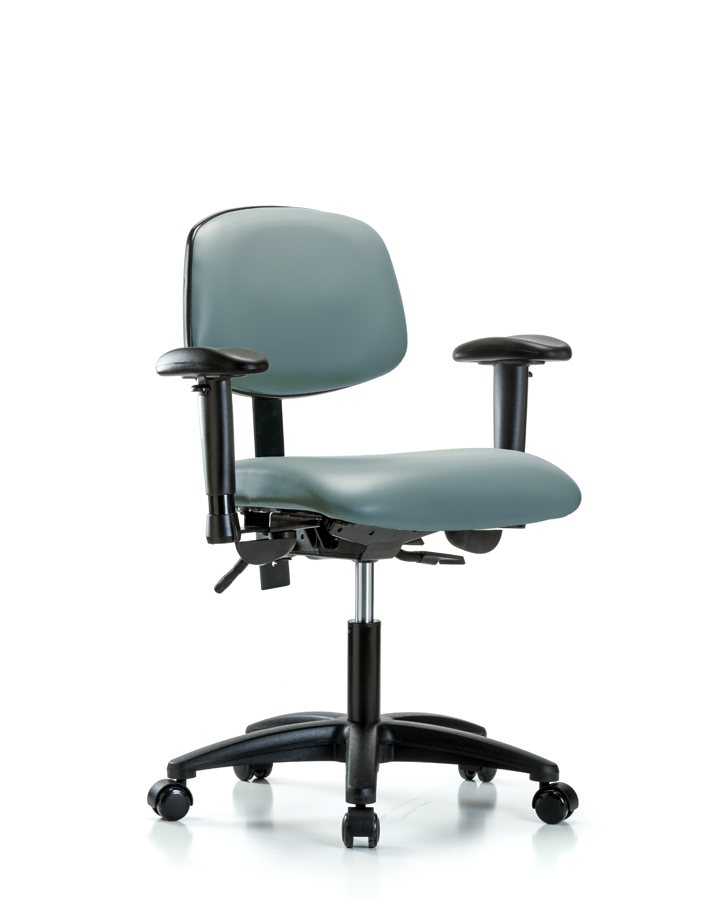 Rutledge Vinyl Chair - Desk Height with Adjustable Arms & Casters in Storm Supernova Vinyl