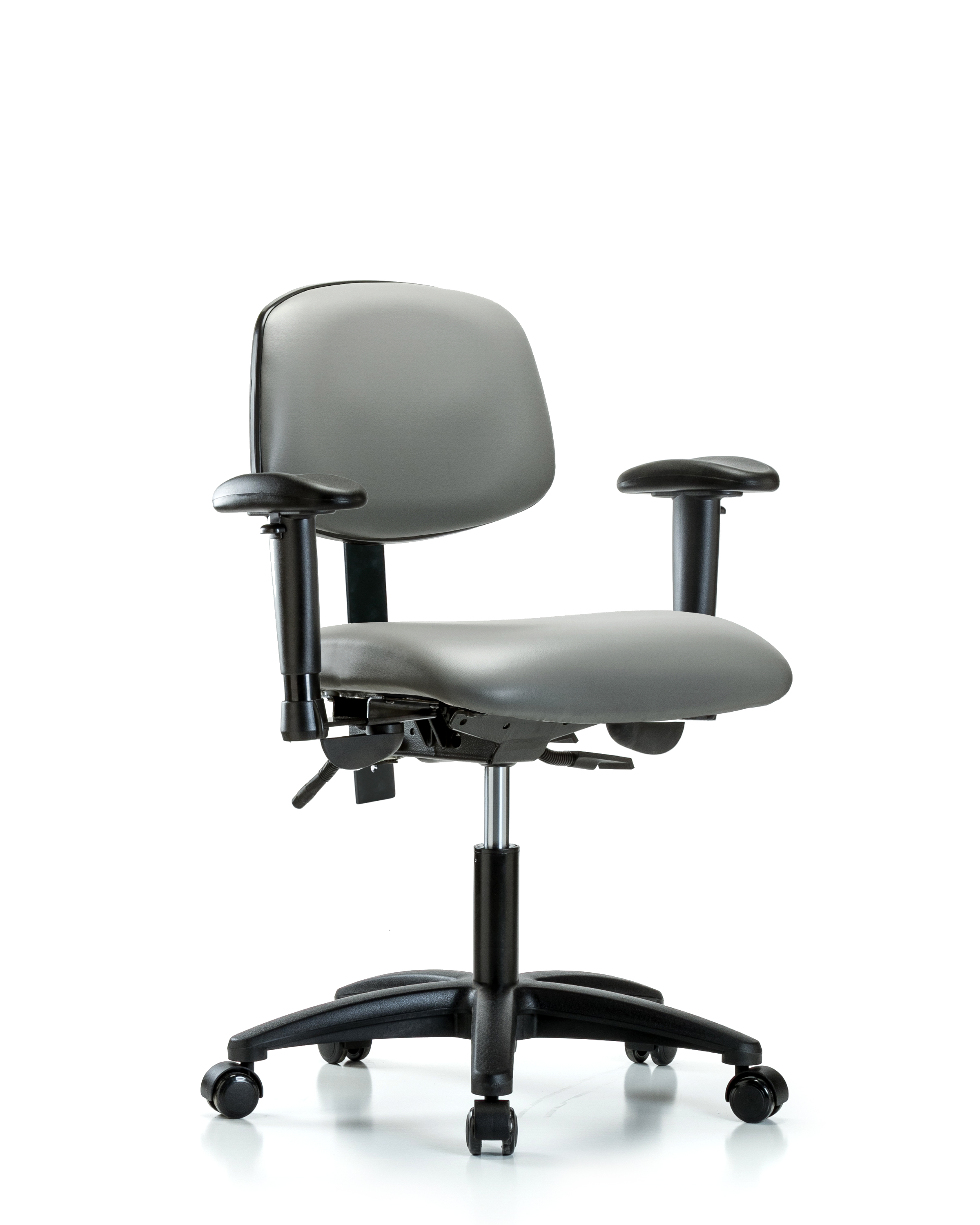 Rutledge Vinyl Chair - Desk Height with Adjustable Arms & Casters in Sterling Supernova Vinyl