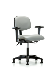 Rutledge Vinyl Chair - Desk Height with Adjustable Arms & Stationary Glides in Dove Trailblazer Vinyl