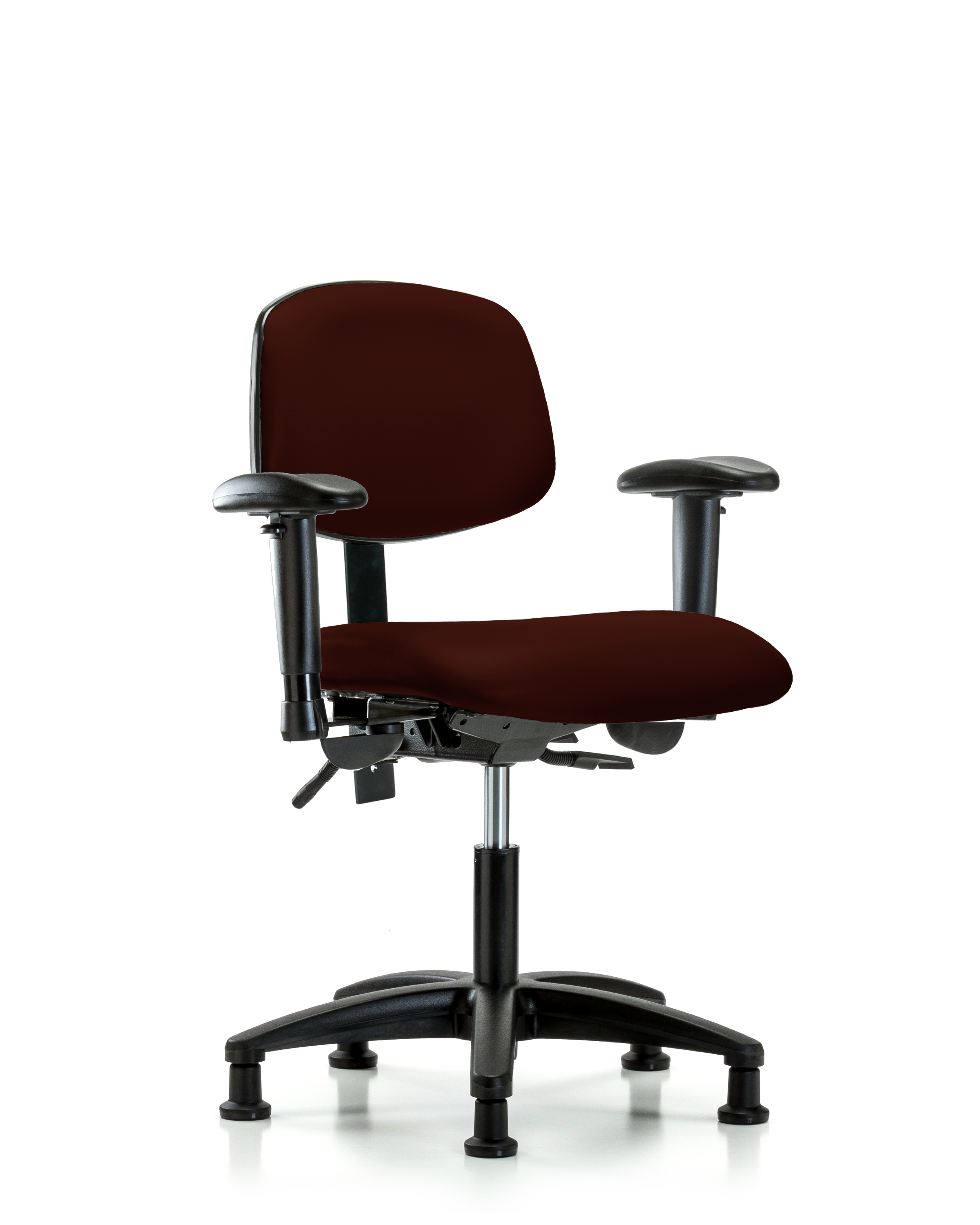 Rutledge Vinyl Chair - Desk Height with Adjustable Arms & Stationary Glides in Burgundy Trailblazer Vinyl