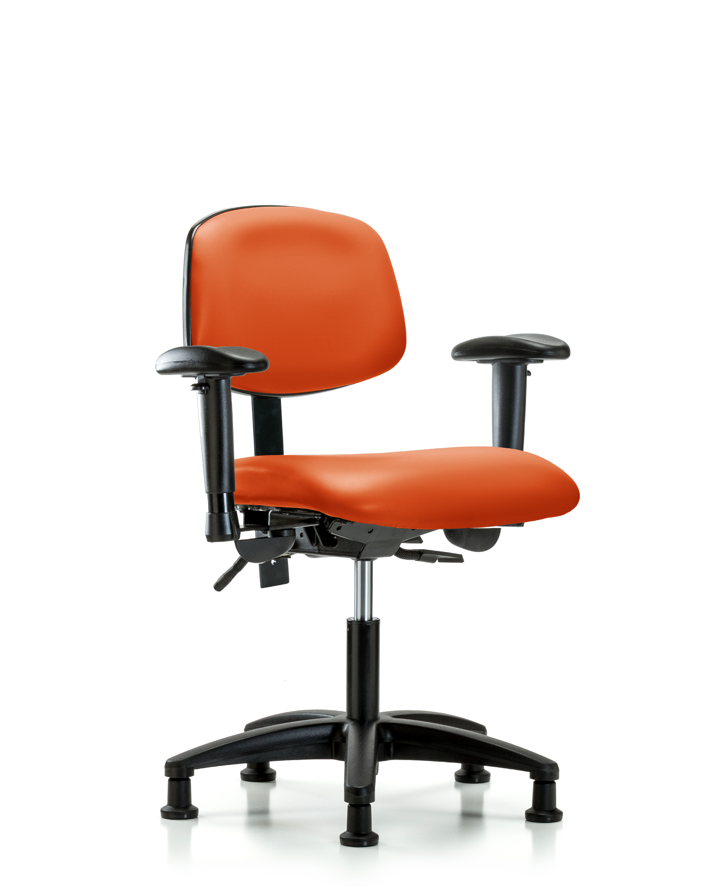 Rutledge Vinyl Chair - Desk Height with Adjustable Arms & Stationary Glides in Orange Kist Trailblazer Vinyl