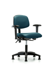 Rutledge Vinyl Chair - Desk Height with Adjustable Arms & Stationary Glides in Marine Blue Supernova Vinyl
