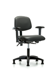 Rutledge Vinyl Chair - Desk Height with Adjustable Arms & Stationary Glides in Carbon Supernova Vinyl