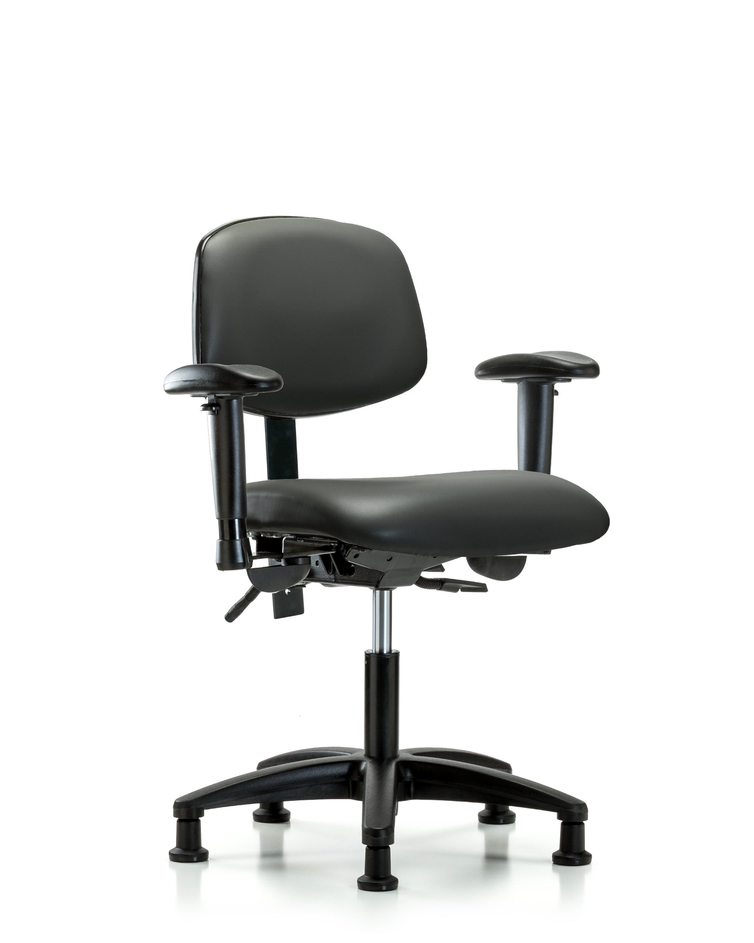 Rutledge Vinyl Chair - Desk Height with Adjustable Arms & Stationary Glides in Carbon Supernova Vinyl