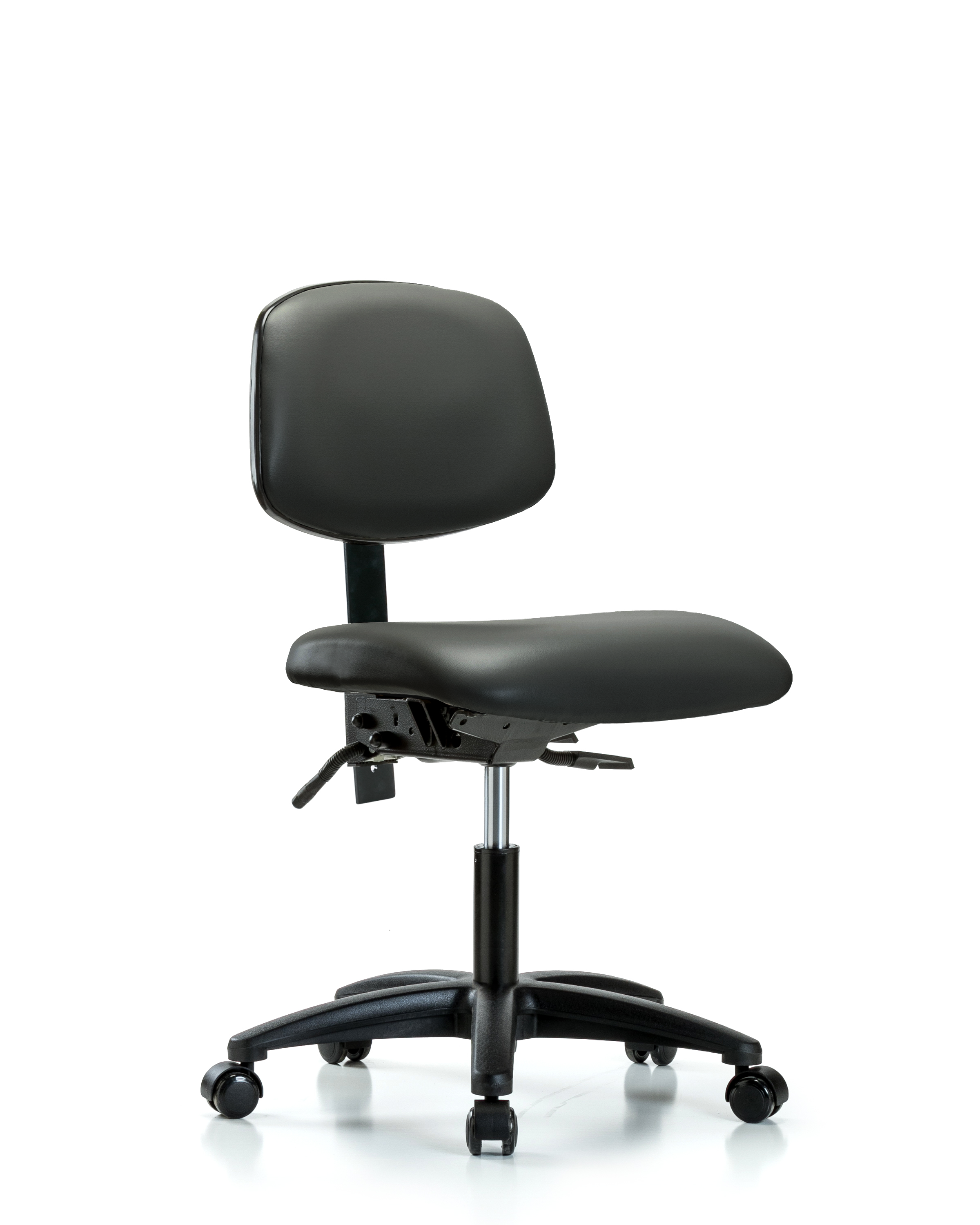 Rutledge Vinyl Chair - Desk Height with Seat Tilt & Casters in Carbon Supernova Vinyl