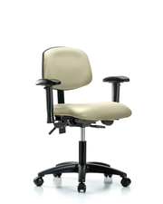 Rutledge Vinyl Chair - Desk Height with Seat Tilt, Adjustable Arms, & Casters in Adobe White Trailblazer Vinyl