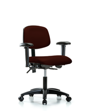 Rutledge Vinyl Chair - Desk Height with Seat Tilt, Adjustable Arms, & Casters in Burgundy Trailblazer Vinyl