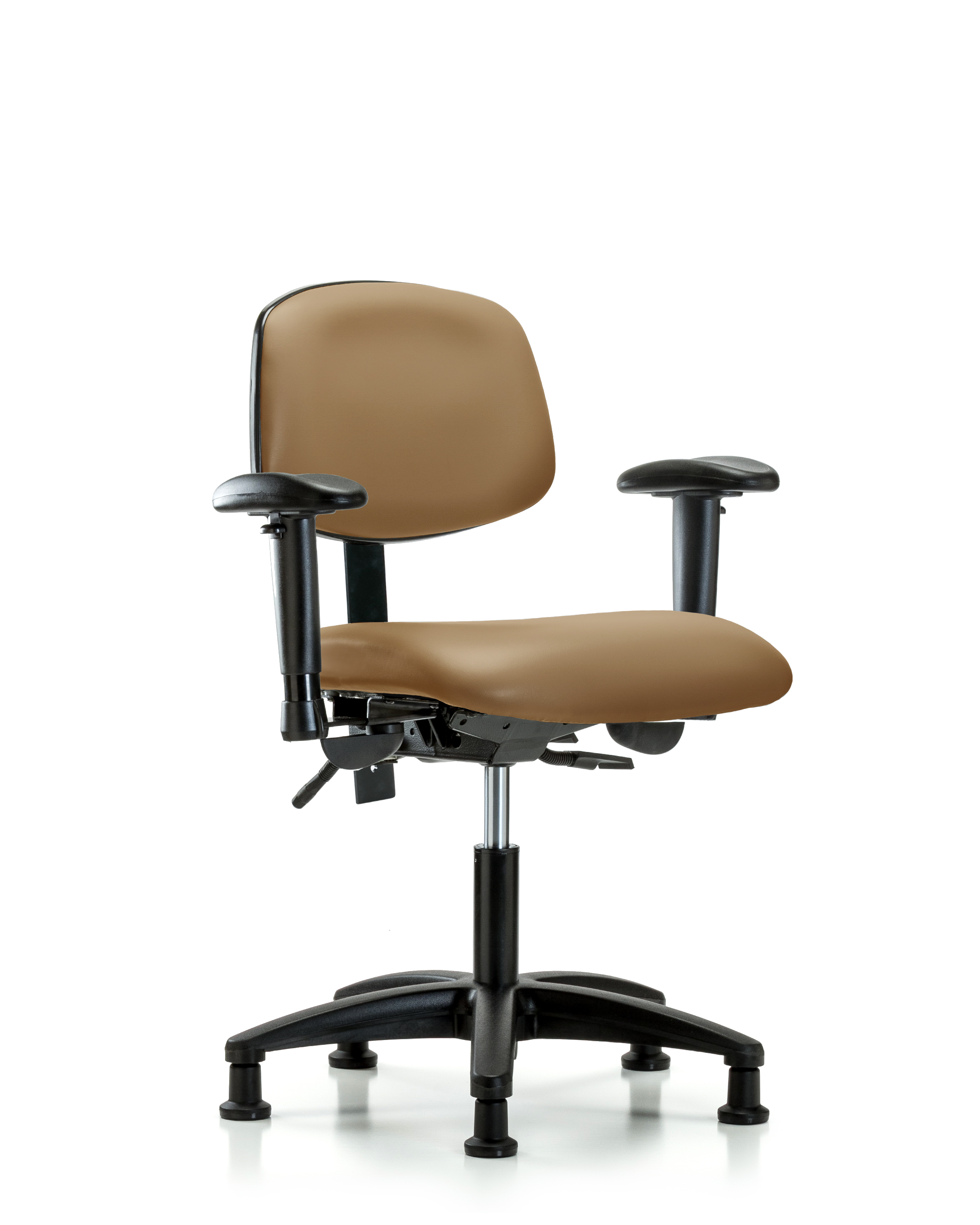 Rutledge Vinyl Chair - Desk Height with Seat Tilt, Adjustable Arms, & Stationary Glides in Taupe Trailblazer Vinyl