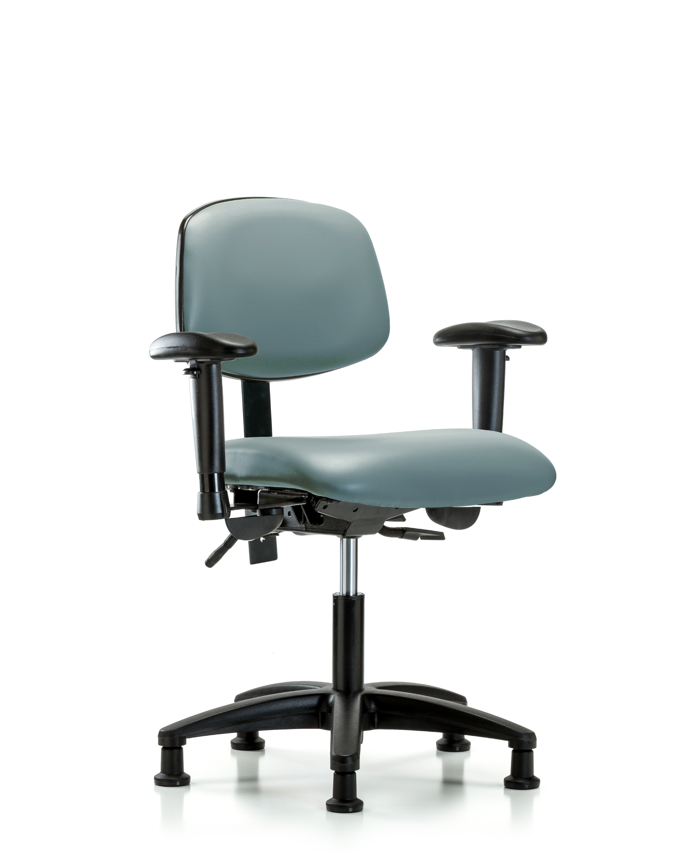 Rutledge Vinyl Chair - Desk Height with Seat Tilt, Adjustable Arms, & Stationary Glides in Storm Supernova Vinyl