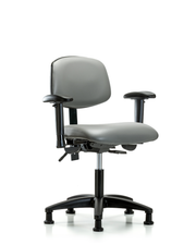 Rutledge Vinyl Chair - Desk Height with Seat Tilt, Adjustable Arms, & Stationary Glides in Sterling Supernova Vinyl