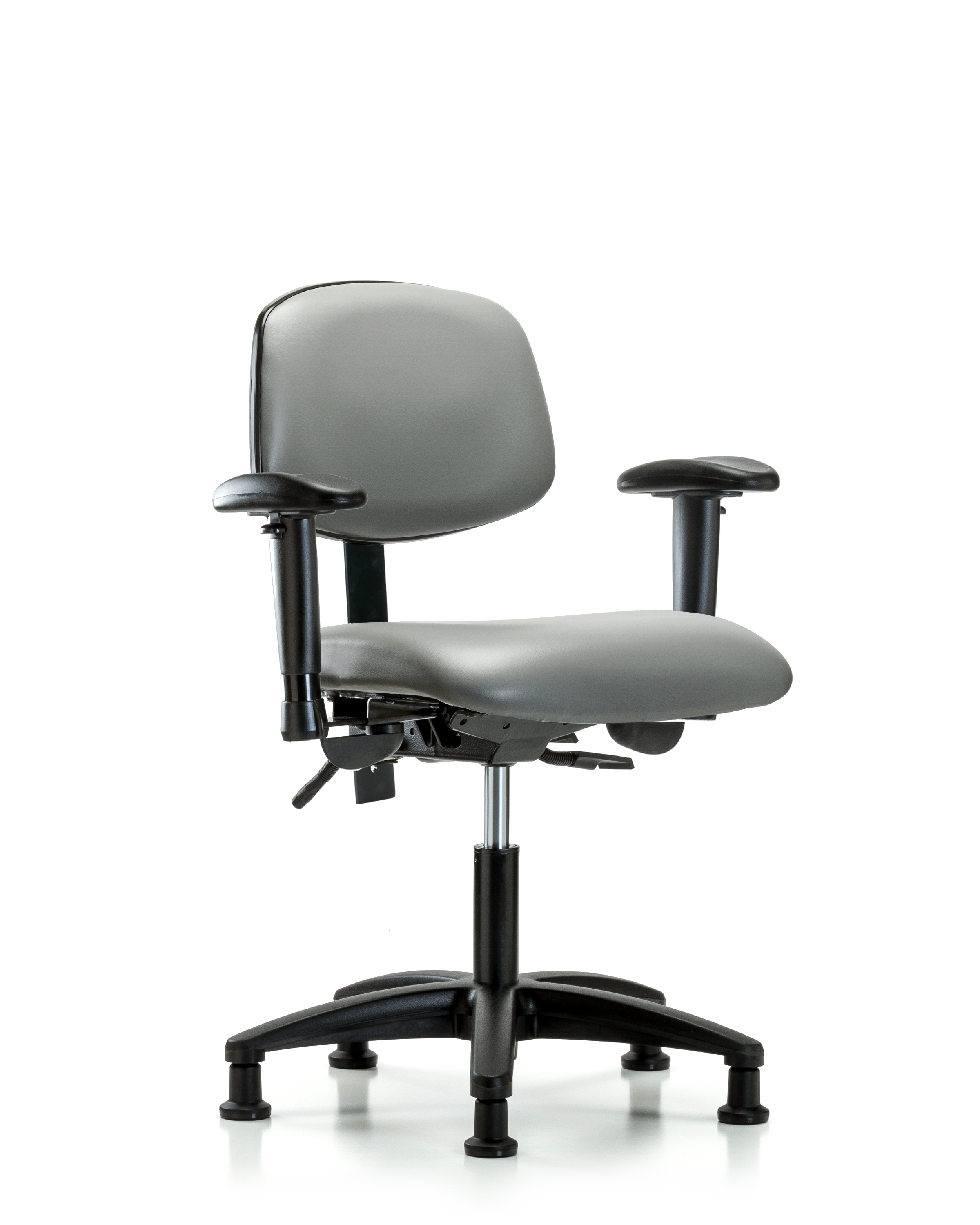 Rutledge Vinyl Chair - Desk Height with Seat Tilt, Adjustable Arms, & Stationary Glides in Sterling Supernova Vinyl